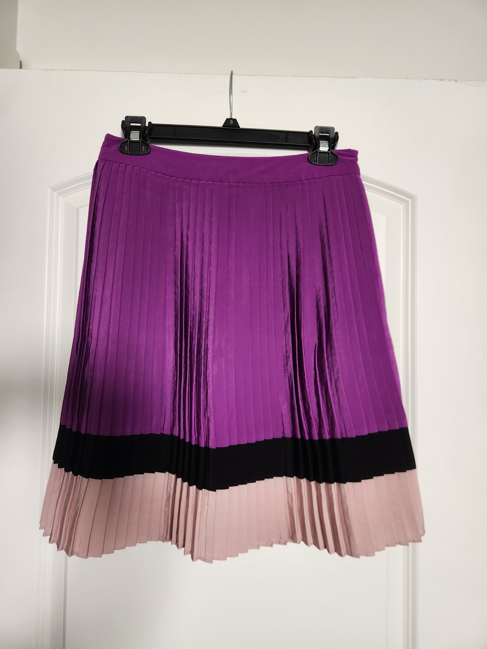 The Limited Purple, Black & Blush Pleated Colorblock Skirt